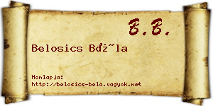 Belosics Béla névjegykártya