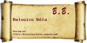 Belosics Béla névjegykártya