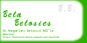 bela belosics business card